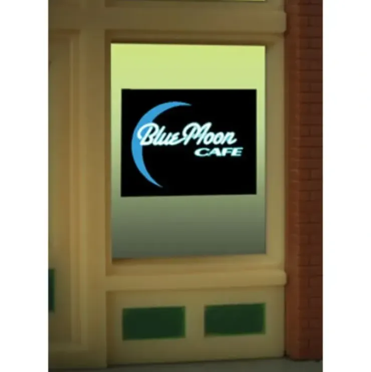 Miller Engineering 8960 HO/O Blue Moon Cafe Flashing Neon Window Sign - Your Source for Gaming Essentials* Trains