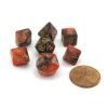 Dice>Mini 7-Die Polyhedral Dice Set - Red and Black with Gold Numbers - Your Source for Gaming Essentials