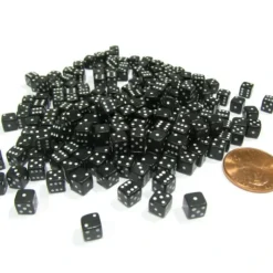 Dice>200 5mm .197 Inch Six Sided D6 Die Small Tiny Mini Miniature Black Dice - Your Source for Gaming Essentials