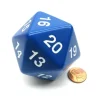 Dice>55mm Jumbo 20-Sided D20 Countdown Dice - Opaque Blue with White Numbers - Your Source for Gaming Essentials