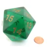 Dice>55mm Jumbo 20-Sided D20 Countdown Dice - Transparent Emerald Gold - Your Source for Gaming Essentials
