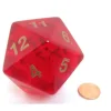 Dice>55mm Jumbo 20-Sided D20 Countdown Dice - Transparent Ruby Gold - Your Source for Gaming Essentials