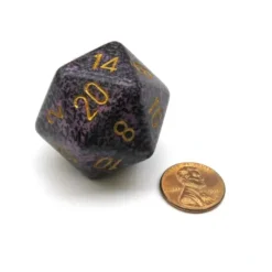 Dice>34mm Large D20 Speckled Chessex Dice, 1 Die - Hurricane - Your Source for Gaming Essentials
