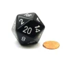 Dice>34mm Large 20-Sided D20 Opaque Chessex Dice, 1 Die - Black with White Numbers - Your Source for Gaming Essentials