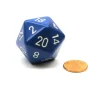 Dice>34mm Large 20-Sided D20 Opaque Chessex Dice, 1 Die - Blue with White Numbers - Your Source for Gaming Essentials