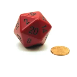 Dice>34mm Large 20-Sided D20 Opaque Chessex Dice, 1 Die - Red with Black Numbers - Your Source for Gaming Essentials