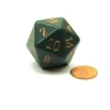 Dice>34mm Large 20-Sided D20 Opaque Chessex Dice, 1 Die-Dusty Green w/ Copper Numbers - Your Source for Gaming Essentials