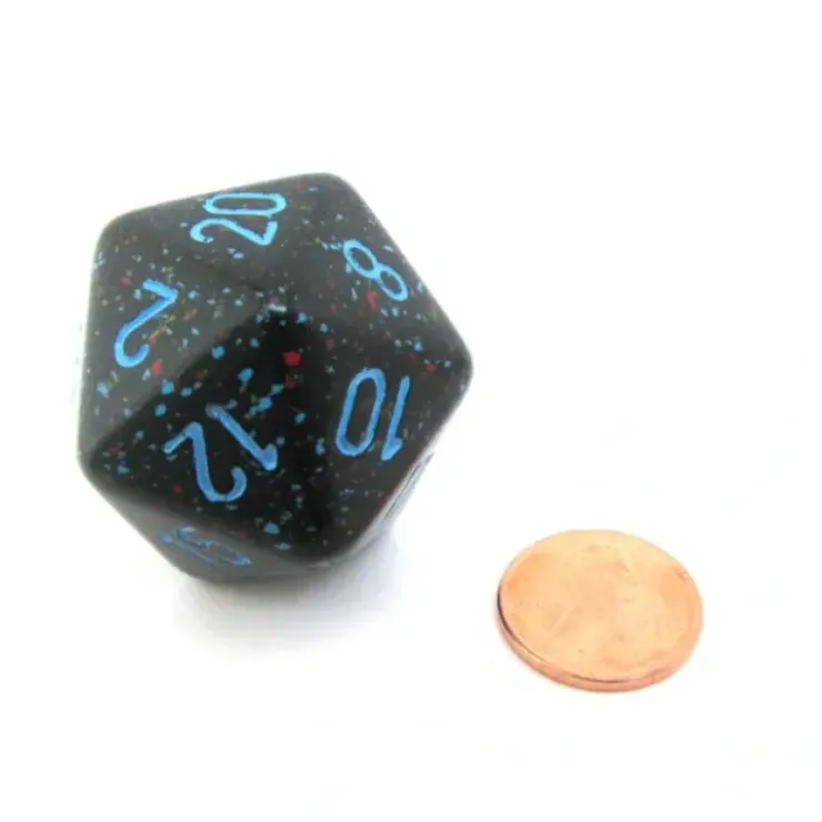 Dice>34mm Large 20-Sided D20 Speckled Chessex Dice, 1 Die - Blue Stars - Your Source for Gaming Essentials