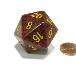 Dice>34mm Large 20-Sided D20 Speckled Chessex Dice, 1 Die - Mercury - Your Source for Gaming Essentials