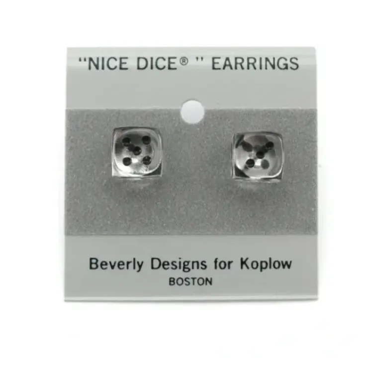 Dice>10mm Post Stud Dice Earrings - Transparent Clear with Black Pips - Your Source for Gaming Essentials