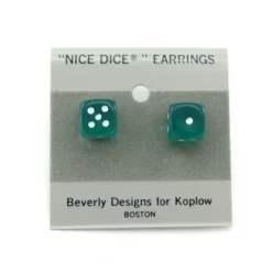 Dice>10mm Post Stud Dice Earrings - Transparent Green with White Pips - Your Source for Gaming Essentials