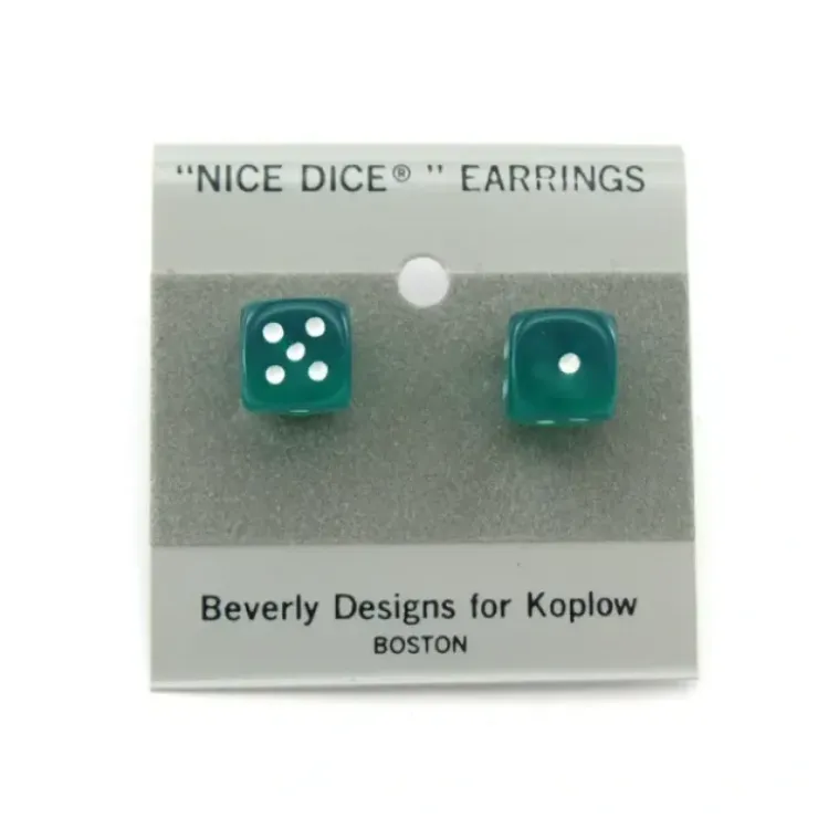 Dice>10mm Post Stud Dice Earrings - Transparent Green with White Pips - Your Source for Gaming Essentials
