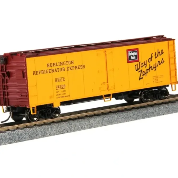 MTH 85-78027 HO Burlington 40'' Steel Sided Reefer Car #74208 - Your Source for Gaming Essentials* Trains