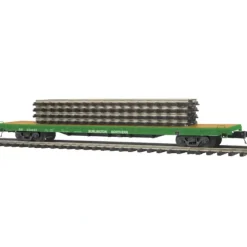 MTH 2095144 O Burlington Northern 60' Flat Car with 4 ScaleTrax 10" Straights - Your Source for Gaming Essentials* Trains