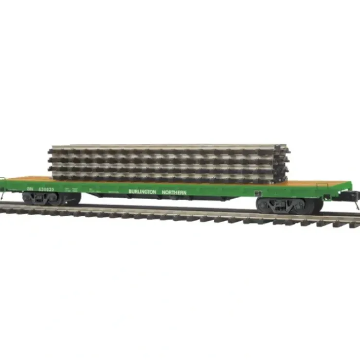 MTH 2095144 O Burlington Northern 60' Flat Car with 4 ScaleTrax 10" Straights - Your Source for Gaming Essentials* Trains
