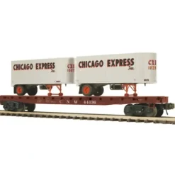 MTH 20-98881 O CNW Flatcar with 2 PUP Trailers - Your Source for Gaming Essentials* Trains