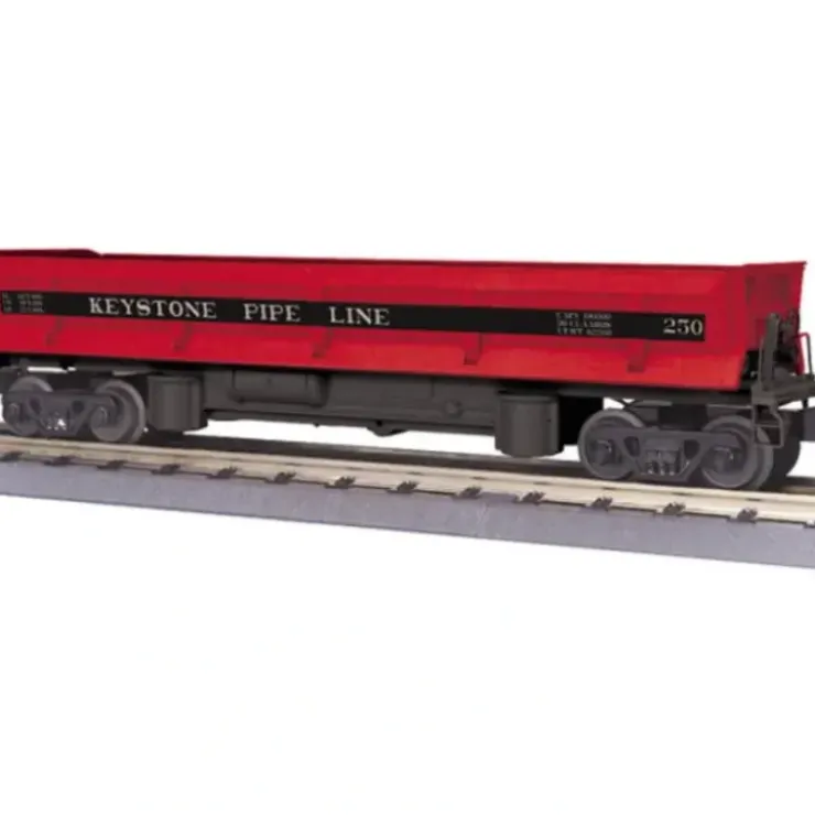 MTH 20-98950 O Gauge Keystone Operating Dump Car #253 w/Pipe Load - Your Source for Gaming Essentials* Trains