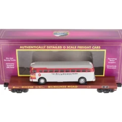 MTH 20-98831 O Gauge Milwaukee Road Flat Car w/ Die-Cast Bus #67208 - Your Source for Gaming Essentials* Trains