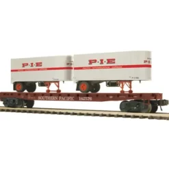 MTH 20-98882 O Gauge Southern Pacific Flatcar #142576 w/ 2 PUP Trailers - Your Source for Gaming Essentials* Trains