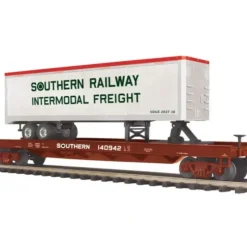 MTH 20-98824 O Gauge Southern Railway Flat Car with 40' Trailer - Your Source for Gaming Essentials* Trains