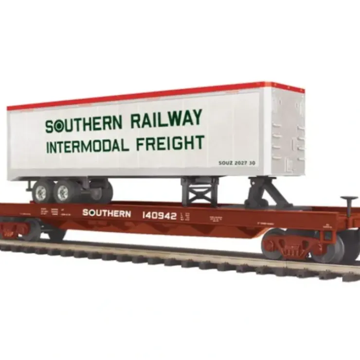 MTH 20-98824 O Gauge Southern Railway Flat Car with 40' Trailer - Your Source for Gaming Essentials* Trains