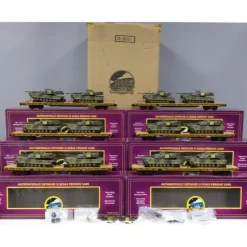 MTH 20-90361 O Gauge TTX 60' Flat Cars w/Abrams M1a Tank Loads 6-Car Set EX/Box - Your Source for Gaming Essentials* Trains