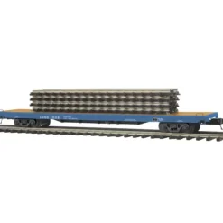 MTH 20-95146 O Long Island 60' Flat Car with 4 ScaleTrax 10" Straights - Your Source for Gaming Essentials* Trains