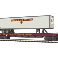 MTH 20-98860 O Norfolk & Western Flatcar w/ 48' Trailer #170482 - Your Source for Gaming Essentials* Trains