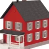 MTH 30-90552 O Row House #2 - Red and Gray EX - Your Source for Gaming Essentials* Trains