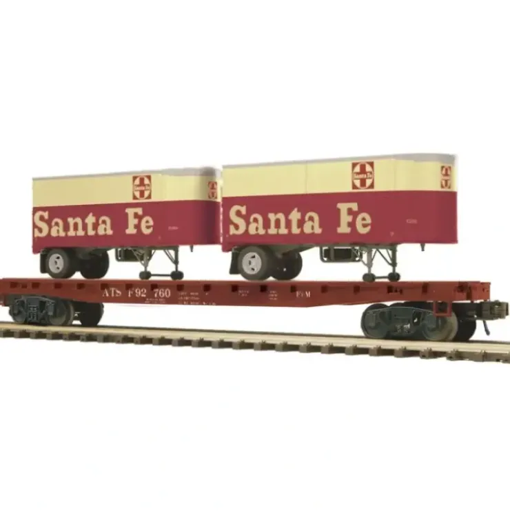 MTH 20-98818 O Santa Fe Flat Car w/2 Pup Trailers - Your Source for Gaming Essentials* Trains