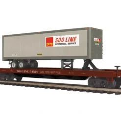 MTH 20-98939 O SOO Line Flat Car w/ 40' Trailer #54573 - Your Source for Gaming Essentials* Trains