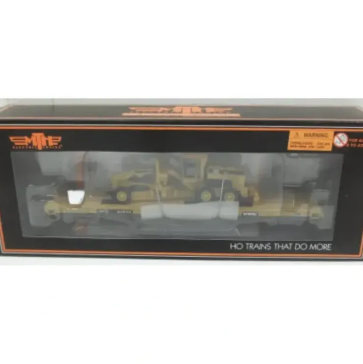 MTH 80-98023 TTX HO Scale 60' Wood Deck Flat Car w/163H Motor Grader - Your Source for Gaming Essentials* Trains