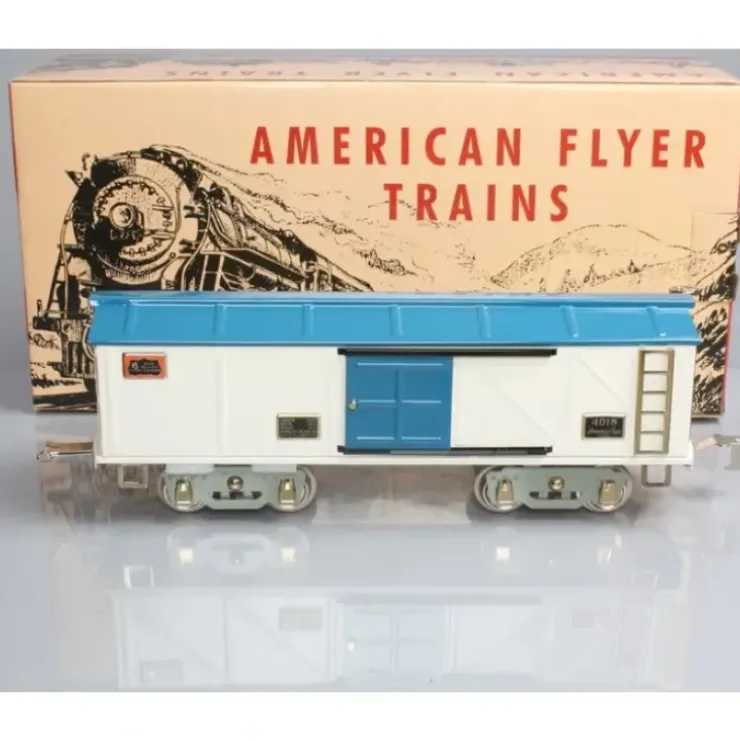 MTH 11-30088 White & Blue 4018 Automobile Boxcar - Your Source for Gaming Essentials* Trains