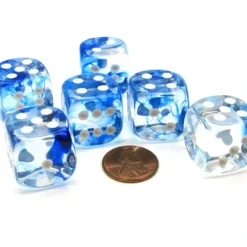Dice>Nebula 20mm Big D6 Chessex Dice, 6 Pieces - Dark Blue with White Pips - Your Source for Gaming Essentials