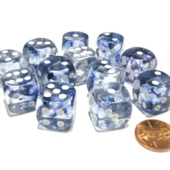 Dice>Nebula 16mm D6 Chessex Dice Block (12 Dice) - Black with White Pips - Your Source for Gaming Essentials