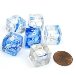 Dice>Nebula 15mm 6 Sided D6 Chessex Dice, 6 Pieces - Dark Blue with White Numbers - Your Source for Gaming Essentials