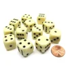 Dice>Opaque 16mm D6 Chessex Dice Block (12 Die) - Ivory with Black Pips - Your Source for Gaming Essentials