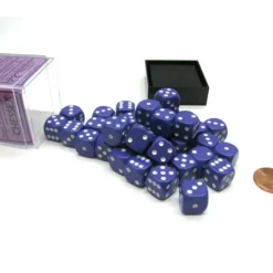 Dice>Opaque 12mm D6 Chessex Dice Block (36 Die) - Purple with White Pips - Your Source for Gaming Essentials