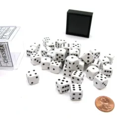 Dice>Opaque 12mm D6 Chessex Dice Block (36 Die) - White with Black Pips - Your Source for Gaming Essentials