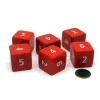 Dice>Opaque 25mm 6 Sided D6 Large Jumbo Numbered Dice, 6 Pieces - Red with White - Your Source for Gaming Essentials