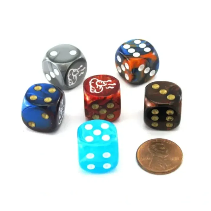 Dice>Pack of 6 Chessex Custom Engraved 16mm D6 Assorted Style Funny Meme Dice - Poop - Your Source for Gaming Essentials