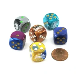 Dice>Pack of 6 Chessex Custom Engraved 16mm D6 Assorted Style Funny Meme Dice - PWND - Your Source for Gaming Essentials