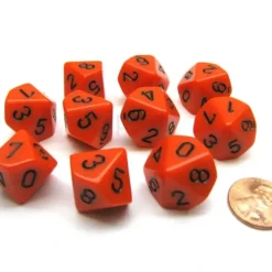 Dice>Pack Of 10 Chessex Opaque D10 Dice - Orange with Black Numbers - Your Source for Gaming Essentials