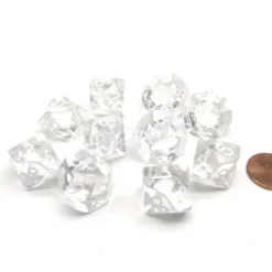 Dice>Pack Of 10 Chessex Translucent 10 Sided D10 Dice - Clear with White Numbers - Your Source for Gaming Essentials