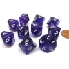 Dice>Pack Of 10 Chessex Translucent 10 Sided D10 Dice - Purple with White Numbers - Your Source for Gaming Essentials