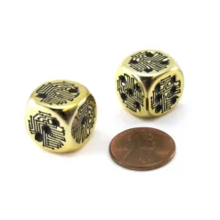 Dice>Pack of 2 Circuit Design D6 Dice with Thin Metal-Plating Over Plastic - Gold - Your Source for Gaming Essentials
