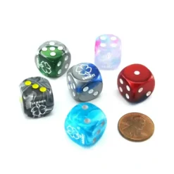 Dice>Pack of 6 Custom Engraved 16mm Assorted Style Funny Meme Dice - Lucky Shamrock - Your Source for Gaming Essentials