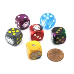 Dice>Pack of 6 Custom Engraved 16mm D6 Assorted Style Funny Meme Dice - Wow (Doge) - Your Source for Gaming Essentials