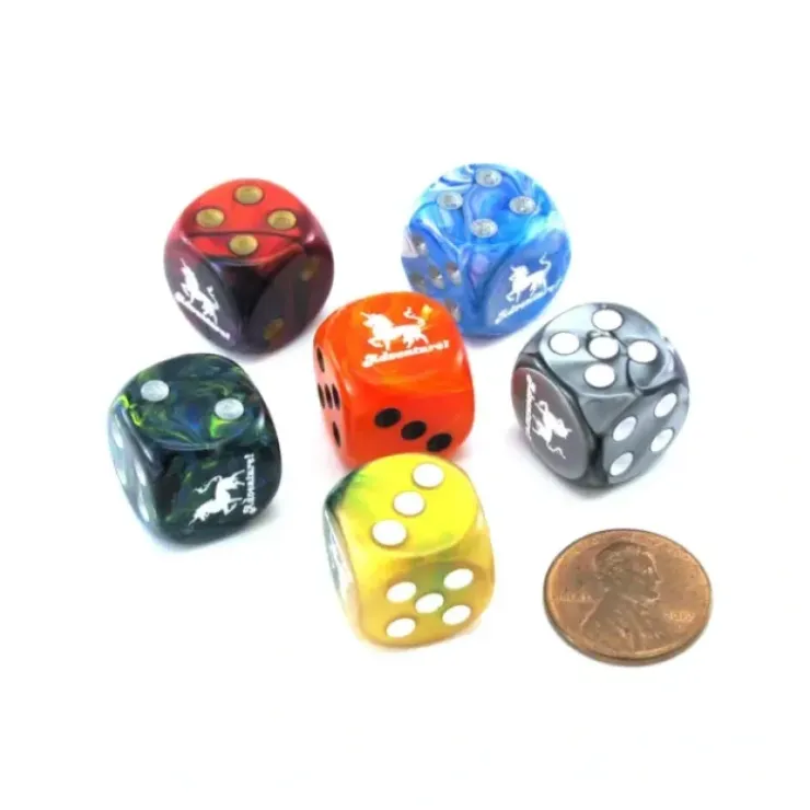 Dice>Pack of 6 Custom 16mm D6 Assorted Style Funny Meme Dice - Adventure (Unicorn) - Your Source for Gaming Essentials
