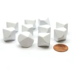 Dice>Pack of 10 D10 Blank Standard Sized Dice - White - Your Source for Gaming Essentials